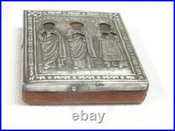 Icône Russe Orthodoxe 3 Saint Argent Massif Poincon 84 Peinture Miniature Icône Russe Orthodoxe 3 Saint Argent Massif Poincon 84 Peinture Miniature