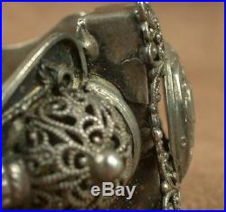 Important Bracelet Berbere Ancien En Argent Massif Afrique Du Nord Poincon Crabe