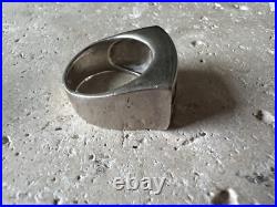 Importante bague en argent massif style Tank, Pierres Fines Poinçonné Vintage