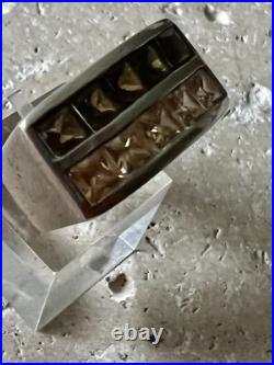 Importante bague en argent massif style Tank, Pierres Fines Poinçonné Vintage