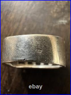 Importante bague en argent massif style Tank, Pierres Fines Poinçonné Vintage
