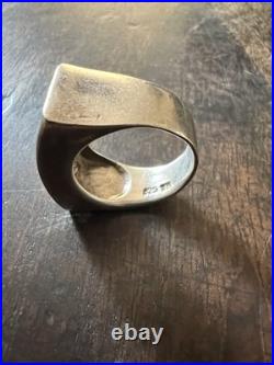 Importante bague en argent massif style Tank, Pierres Fines Poinçonné Vintage