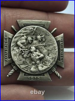 Journée du Poilu 1915 Argent Massif Poinçon Sanglier Rare 10,2 g A. Bargas