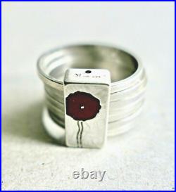 Kenzo Flower Bague Semainier En Argent Massif Poinçon 925 Bijou