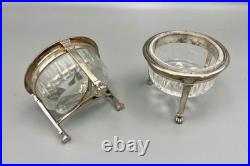 Lefranc J. B. S. Salerons Argent Massif Cristal Taillé Paris 1809-19 Poinçon Coq Lefranc J. B. S. Salerons Argent Massif Cristal Taillé Paris 1809-19 Poinçon Coq