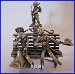 Les amoureux sur un banc et cupidon argent massif 46 gr poinçon