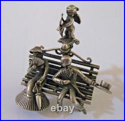 Les amoureux sur un banc et cupidon argent massif 46 gr poinçon