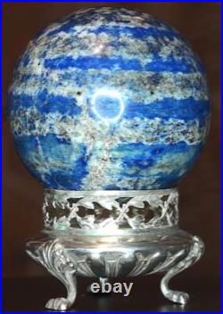 Les anneaux de Saturne! Sphère lapis lazuli, socle antique argent massif poinçon