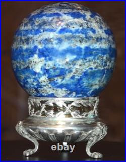 Les anneaux de Saturne! Sphère lapis lazuli, socle antique argent massif poinçon