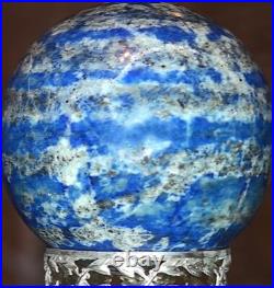 Les anneaux de Saturne! Sphère lapis lazuli, socle antique argent massif poinçon