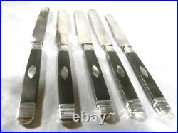 Lot Couteaux Lame Argent Massif Poinçon Vieillard Manche Ebene Silver Knife