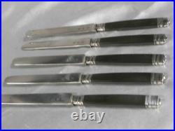 Lot Couteaux Lame Argent Massif Poinçon Vieillard Manche Ebene Silver Knife