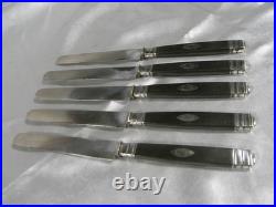 Lot Couteaux Lame Argent Massif Poinçon Vieillard Manche Ebene Silver Knife