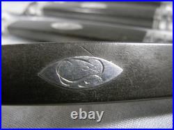 Lot Couteaux Lame Argent Massif Poinçon Vieillard Manche Ebene Silver Knife