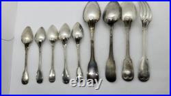 Lot De 9 Couverts En Argent Massif Poincon Minerve De 389 Grammes