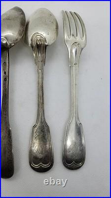 Lot De 9 Couverts En Argent Massif Poincon Minerve De 389 Grammes