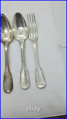 Lot De 9 Couverts En Argent Massif Poincon Minerve De 389 Grammes