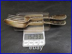 Lot couverts argent massif poincons Fermiers généraux 153 grammes
