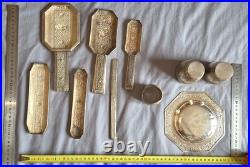 Lot d'argent massif Poinçons Cygne x6, 900 x3 800 x1 Asie Indo chine 780 Gr
