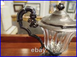 MOUTARDIER en ARGENT MASSIF et Cristal XIXe 19e Art Table Poincons 29VitB 05/03