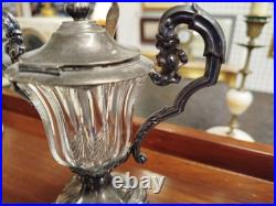 MOUTARDIER en ARGENT MASSIF et Cristal XIXe 19e Art Table Poincons 29VitB 05/03