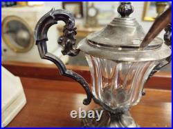 MOUTARDIER en ARGENT MASSIF et Cristal XIXe 19e Art Table Poincons 29VitB 05/03