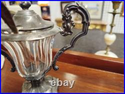 MOUTARDIER en ARGENT MASSIF et Cristal XIXe 19e Art Table Poincons 29VitB 05/03