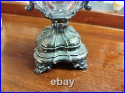 MOUTARDIER en ARGENT MASSIF et Cristal XIXe 19e Art Table Poincons 29VitB 05/03