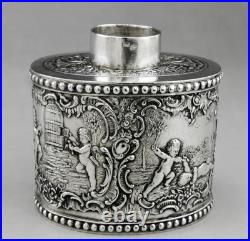 Magnfique boîte à thé en argent massif allemande poinçon HANAU GERMANY 19EME