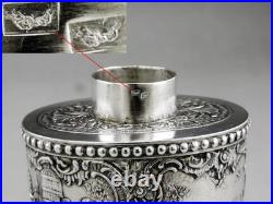 Magnfique boîte à thé en argent massif allemande poinçon HANAU GERMANY 19EME