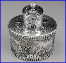 Magnfique boîte à thé en argent massif allemande poinçon HANAU GERMANY 19EME