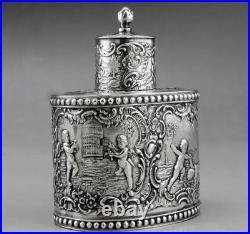 Magnfique boîte à thé en argent massif allemande poinçon HANAU GERMANY 19EME