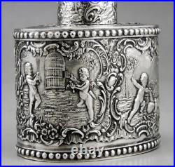 Magnfique boîte à thé en argent massif allemande poinçon HANAU GERMANY 19EME