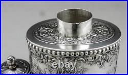 Magnfique boîte à thé en argent massif allemande poinçon HANAU GERMANY 19EME