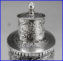 Magnfique boîte à thé en argent massif allemande poinçon HANAU GERMANY 19EME