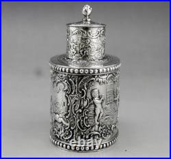 Magnfique boîte à thé en argent massif allemande poinçon HANAU GERMANY 19EME