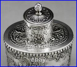 Magnfique boîte à thé en argent massif allemande poinçon HANAU GERMANY 19EME