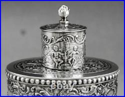 Magnfique boîte à thé en argent massif allemande poinçon HANAU GERMANY 19EME