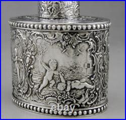 Magnfique boîte à thé en argent massif allemande poinçon HANAU GERMANY 19EME