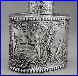 Magnfique boîte à thé en argent massif allemande poinçon HANAU GERMANY 19EME