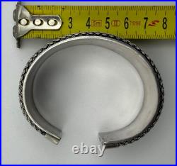 Magnifique Bracelet Manchette Argent Massif Poinçon 925 Ethnique Tressé 51gr