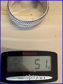Magnifique Bracelet Manchette Argent Massif Poinçon 925 Ethnique Tressé 51gr