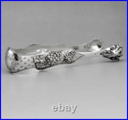 Magnifique Pince à sucre en argent massif poinçon minerve XIXe poids 71.6 G