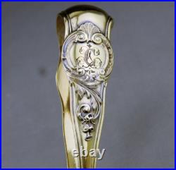 Magnifique ancien Pince à sucre en argent massif vermeil poinçon minerve XIX e Magnifique ancien Pince à sucre en argent massif vermeil poinçon minerve XIX e