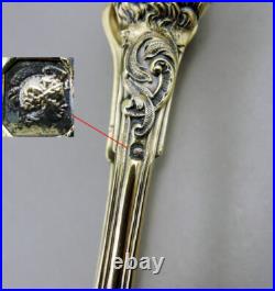 Magnifique ancien Pince à sucre en argent massif vermeil poinçon minerve XIX e Magnifique ancien Pince à sucre en argent massif vermeil poinçon minerve XIX e