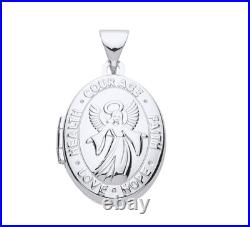 Médaillon ovale ange gardien en argent massif 925 poinçon 16 x 14 mm