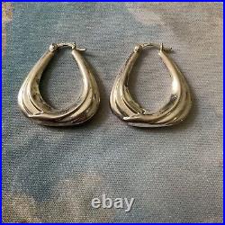 Modernist Design Elegantes Boucles D'oreilles Anciennes, Argent Massif, Poinçon