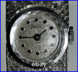 Montre Bijou Vintage CHILEX Argent 800 Poinçon Cygne Verre Facetté 1960s