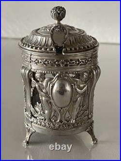 Moutardier à décor d'anges en Argent Massif Poinçon Minerve Moutardier à décor d'anges en Argent Massif Poinçon Minerve