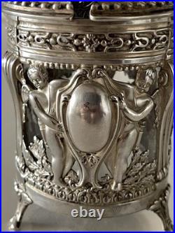 Moutardier à décor d'anges en Argent Massif Poinçon Minerve Moutardier à décor d'anges en Argent Massif Poinçon Minerve